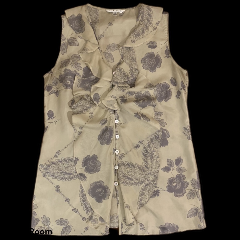Cabi Reign Ruffle 100% silk top